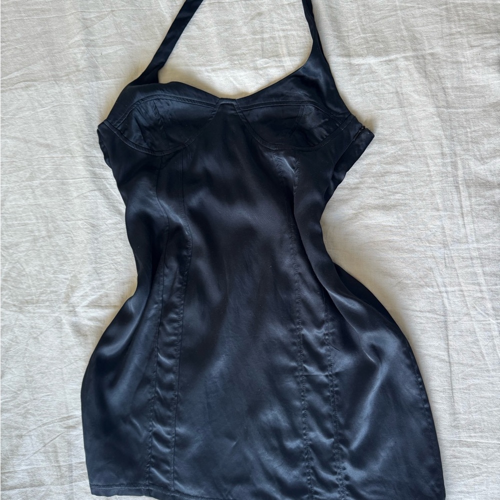 Elegant Black Satin Slip Dress